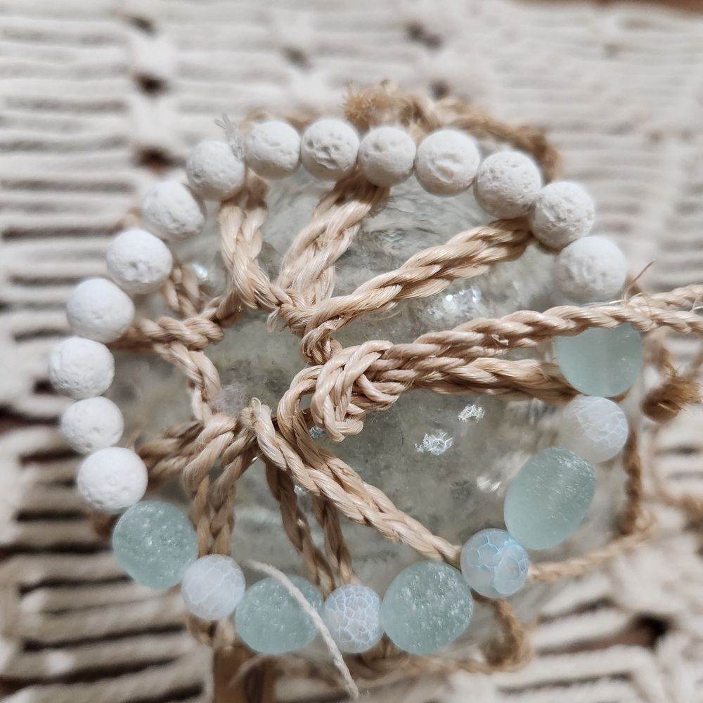 Lava bead and glass bracelet for essential oil, beac inspired bracelet